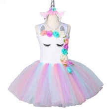 Load image into Gallery viewer, Girls Unicorn Rainbow Dress For Girls